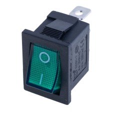 Перемикач Rocker, KCD1-2-101N GREEN BUTTON 220V Daier