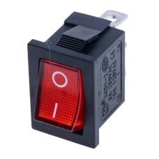 Перемикач Rocker, KCD1-2-101N RED BUTTON 12V Daier