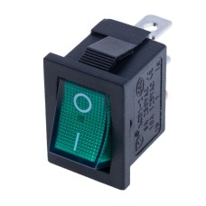 Перемикач Rocker, KCD1-2-101N GREEN BUTTON 12V Daier