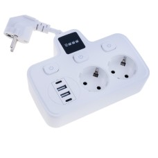 Мережевий фільтр 13A max., розгалужувач на 2 розетки із USB, BKL-503 USB AMJING