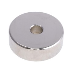 Магніт NdFeB, Диск (шайба) D30 x d6.5 x 10 mm (N38), Ni + Cu + Ni (нікель) HHII