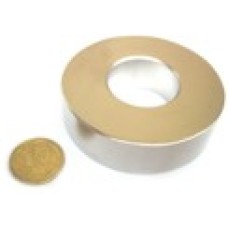 Магніт NdFeB, Диск (шайба) D50 x d22 x 14 mm (N38), Ni + Cu + Ni (нікель) HHII