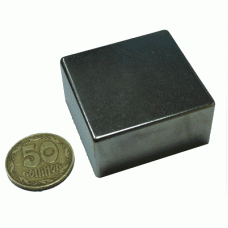 Магніт NdFeB, блок 40 x 40 x 20 mm (N42), Ni + Cu + Ni (нікель) New Favor