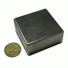 Магніт NdFeB, блок 51 x 51 x 25 mm (N40), Ni + Cu + Ni (нікель) HHII