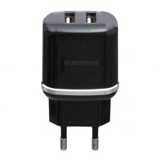 Мережевий зарядний пристрій Borofone BA25A Apple iPhone SE 2022, iPhone 14 Pro Max, iPhone 14 Plus, iPhone 14 Pro, iPhone 14, iPhone 13 Pro, iPhone 13 Mini, iPhone 13, iPhone 13 Pro Max, iPhone 12 Mini, iPhone 12 Pro Max, Lightning, з кабелем, 2.4 A, Чорн
