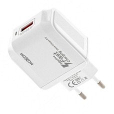 Мережевий зарядний пристрій Moxom KH-67Y QC3.0 Apple iPhone SE 2022, iPhone 14 Pro Max, iPhone 14 Plus, iPhone 14 Pro, iPhone 14, iPhone 13 Pro, iPhone 13 Mini, iPhone 13, iPhone 13 Pro Max, iPhone 12 Mini, iPhone 12 Pro Max, iPhone 12 Pro, Lightning, з к