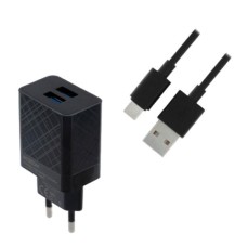 Мережевий зарядний пристрій Moxom MX-HC22, MicroUSB, з кабелем, Чорний