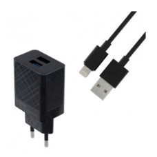Мережевий зарядний пристрій Moxom MX-HC22 Apple iPhone SE 2022, iPhone 14 Pro Max, iPhone 14 Plus, iPhone 14 Pro, iPhone 14, iPhone 13 Pro, iPhone 13 Mini, iPhone 13, iPhone 13 Pro Max, iPhone 12 Mini, iPhone 12 Pro Max, iPhone 12 Pro, Lightning, з кабеле