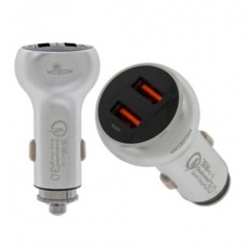 Автомобильное зарядное устройство Moxom KC-13 QC3.0 Apple iPhone SE 2022,iPhone 14 Pro Max,iPhone 14 Plus,iPhone 14 Pro,iPhone 14,iPhone 13 Pro,iPhone 13 Mini,iPhone 13,iPhone 13 Pro Max,iPhone 12 Mini,iPhone 12 Pro Max, С кабелем, Lightning, 3.0 A, Белый