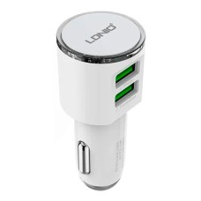Автомобільний зарядний пристрій LDNIO DL-C29, MicroUSB, З кабелем, 2.1 A, Білий