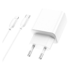 Мережевий зарядний пристрій Borofone BA67A Apple iPhone SE 2022, iPhone 14 Pro Max, iPhone 14 Plus, iPhone 14 Pro, iPhone 14, iPhone 13 Pro, iPhone 13 Mini, iPhone 13, iPhone 13 Pro Max, iPhone 12 Mini, iPhone 12 Pro Max, iPhone 12 Pro, Lightning, з кабел
