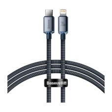 USB кабель Baseus CAJY000201 Crystal Shine Apple iPhone SE 2022, iPhone 14 Pro Max, iPhone 14 Plus, iPhone 14 Pro, iPhone 14, iPhone 13 Pro, iPhone 13 Mini, iPhone 13, iPhone 13 Pro Max, iPhone 12 Mini, Lightning, 1.2 м., Чорний