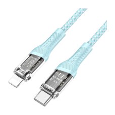 USB кабель Hoco U111 Apple iPhone SE 2022, iPhone 14 Pro Max, iPhone 14 Plus, iPhone 14 Pro, iPhone 14, iPhone 13 Pro, iPhone 13 Mini, iPhone 13, iPhone 13 Pro Max, iPhone 12 Mini, iPhone 12 Pro Max, iPhone 12 Pro, Lightning, 1.0 м., Синій