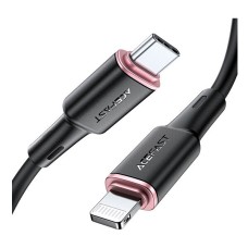 USB кабель Acefast C2-01 Apple iPhone SE 2022, iPhone 14 Pro Max, iPhone 14 Plus, iPhone 14 Pro, iPhone 14, iPhone 13 Pro, iPhone 13 Mini, iPhone 13, iPhone 13 Pro Max, iPhone 12 Mini, iPhone 12 Pro Max, iPhone 12 Pro, Lightning, 1.2 м., Черный