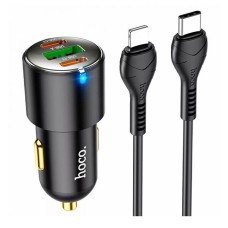 Автомобильное зарядное устройство Hoco NZ6 Apple iPhone SE 2022,iPhone 14 Pro Max,iPhone 14 Plus,iPhone 14 Pro,iPhone 14,iPhone 13 Pro,iPhone 13 Mini,iPhone 13,iPhone 13 Pro Max,iPhone 12 Mini,iPhone 12 Pro Max,iPhone 12 Pro, С кабелем, Lightning, Черный