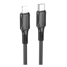 USB кабель Borofone BX80 Succeed Apple iPhone SE 2022, iPhone 14 Pro Max, iPhone 14 Plus, iPhone 14 Pro, iPhone 14, iPhone 13 Pro, iPhone 13 Mini, iPhone 13, iPhone 13 Pro Max, iPhone 12 Mini, iPhone 12 Pro Max, Lightning, 1.0 м., Черный
