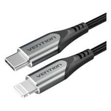 USB кабель Vention TACHF Apple iPhone SE 2022, iPhone 14 Pro Max, iPhone 14 Plus, iPhone 14 Pro, iPhone 14, iPhone 13 Pro, iPhone 13 Mini, iPhone 13, iPhone 13 Pro Max, iPhone 12 Mini, iPhone 12 Pro Max, iPhone 12 Pro, Lightning, 1.0 м., Сірий