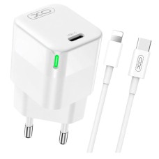 Мережевий зарядний пристрій XO CE06 Apple iPhone SE 2022, iPhone 14 Pro Max, iPhone 14 Plus, iPhone 14 Pro, iPhone 14, iPhone 13 Pro, iPhone 13 Mini, iPhone 13, iPhone 13 Pro Max, iPhone 12 Mini, iPhone 12 Pro Max, iPhone 12 Pro, Lightning, з кабелем, Біл