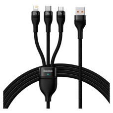 USB кабель Baseus CASS030001 Flash Apple iPhone SE 2022, iPhone 14 Pro Max, iPhone 14 Plus, iPhone 14 Pro, iPhone 14, iPhone 13 Pro, iPhone 13 Mini, iPhone 13, iPhone 13 Pro Max, iPhone 12 Mini, Lightning, MicroUSB, Type-C, 1.2 м., Черный