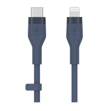 USB кабель Belkin BoostCharge Flex CAA009bt1MBL Apple iPhone SE 2022, iPhone 14 Pro Max, iPhone 14 Plus, iPhone 14 Pro, iPhone 14, iPhone 13 Pro, iPhone 13 Mini, iPhone 13, iPhone 13 Pro Max, iPhone 12 Mini, Lightning, 1.0 м., Синий