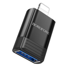 Переходник Borofone BV18 Apple iPhone SE 2022, iPhone 14 Pro Max, iPhone 14 Plus, iPhone 14 Pro, iPhone 14, iPhone 13 Pro, iPhone 13 Mini, iPhone 13, iPhone 13 Pro Max, iPhone 12 Mini, iPhone 12 Pro Max, iPhone 12 Pro, Lightning, USB, Черный