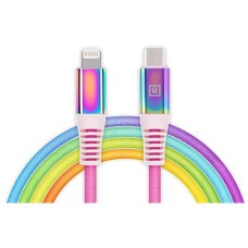 USB кабель REAL-EL Rainbow EL123500054 Apple iPhone SE 2022, iPhone 14 Pro Max, iPhone 14 Plus, iPhone 14 Pro, iPhone 14, iPhone 13 Pro, iPhone 13 Mini, iPhone 13, iPhone 13 Pro Max, iPhone 12 Mini, iPhone 12 Pro Max, Lightning, 1.0 м., Чорний