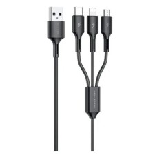 USB кабель WK WDC-137 Upine Series Apple iPhone SE 2022, iPhone 14 Pro Max, iPhone 14 Plus, iPhone 14 Pro, iPhone 14, iPhone 13 Pro, iPhone 13 Mini, iPhone 13, iPhone 13 Pro Max, iPhone 12 Mini, Lightning, MicroUSB, Type-C, 1.2 м., Черный