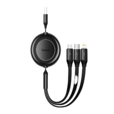 USB кабель Baseus CAMJ010001 Bright Mirror 2 Apple iPhone SE 2022, iPhone 14 Pro Max, iPhone 14 Plus, iPhone 14 Pro, iPhone 14, iPhone 13 Pro, iPhone 13 Mini, iPhone 13, iPhone 13 Pro Max, Lightning, MicroUSB, Type-C, 1.1 м., Черный