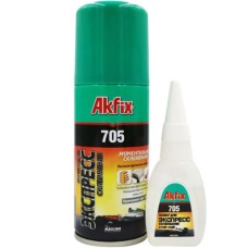 Клей универсальный двухкомпонентный с активатором Akfix 705, 200мл+50г