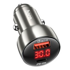 Автомобильное зарядное устройство Hoco Z50 Leader, С кабелем, Lightning, Серебряный