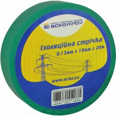Изолента 0,13мм*19мм/20м зеленая, 20.0 м., 19 мм., Зеленый