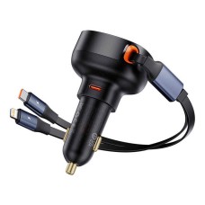 Автомобильное зарядное устройство Baseus C00057802111-00(02) Enjoyment Pro Apple iPhone SE 2022,iPhone 14 Pro Max,iPhone 14 Plus,iPhone 14 Pro,iPhone 14,iPhone 13 Pro,iPhone 13 Mini,iPhone 13,iPhone 13 Pro Max,iPhone 12 Mini, С кабелем, Lightning, Черный