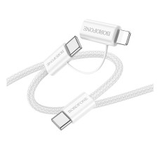 USB кабель Borofone BX104 Primo Apple iPhone SE 2022, iPhone 14 Pro Max, iPhone 14 Plus, iPhone 14 Pro, iPhone 14, iPhone 13 Pro, iPhone 13 Mini, iPhone 13, iPhone 13 Pro Max, iPhone 12 Mini, iPhone 12 Pro Max, Lightning, Type-C, 1.0 м., Білий