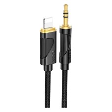 Кабель AUX Hoco UPA30 Apple iPhone SE 2022, iPhone 14 Pro Max, iPhone 14 Plus, iPhone 14 Pro, iPhone 14, iPhone 13 Pro, iPhone 13 Mini, iPhone 13, iPhone 13 Pro Max, iPhone 12 Mini, iPhone 12 Pro Max, Lightning, 3,5 мм., 1.0 м., Чорний