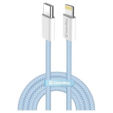 USB кабель ColorWay CW-CBPDCL061-BL Apple iPhone SE 2022, iPhone 14 Pro Max, iPhone 14 Plus, iPhone 14 Pro, iPhone 14, iPhone 13 Pro, iPhone 13 Mini, iPhone 13, iPhone 13 Pro Max, iPhone 12 Mini, iPhone 12 Pro Max, Lightning, 1.0 м., Синий