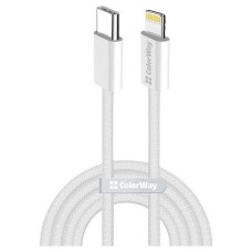 USB кабель ColorWay CW-CBPDCL061-GR Apple iPhone SE 2022, iPhone 14 Pro Max, iPhone 14 Plus, iPhone 14 Pro, iPhone 14, iPhone 13 Pro, iPhone 13 Mini, iPhone 13, iPhone 13 Pro Max, iPhone 12 Mini, iPhone 12 Pro Max, Lightning, 1.0 м., Серый
