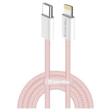 USB кабель ColorWay CW-CBPDCL061-P Apple iPhone SE 2022, iPhone 14 Pro Max, iPhone 14 Plus, iPhone 14 Pro, iPhone 14, iPhone 13 Pro, iPhone 13 Mini, iPhone 13, iPhone 13 Pro Max, iPhone 12 Mini, iPhone 12 Pro Max, Lightning, 1.0 м., Розовый
