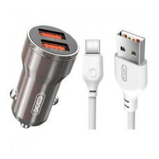 Автомобильное зарядное устройство XO CC48, С кабелем, MicroUSB, 2.4 A, Серый
