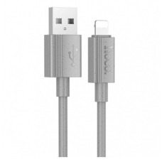 USB кабель Hoco X107 Favor Apple iPhone SE 2022, iPhone 14 Pro Max, iPhone 14 Plus, iPhone 14 Pro, iPhone 14, iPhone 13 Pro, iPhone 13 Mini, iPhone 13, iPhone 13 Pro Max, iPhone 12 Mini, iPhone 12 Pro Max, Lightning, 1.2 м., Сірий