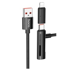 USB кабель Hoco U135 Apple iPhone SE 2022, iPhone 14 Pro Max, iPhone 14 Plus, iPhone 14 Pro, iPhone 14, iPhone 13 Pro, iPhone 13 Mini, iPhone 13, iPhone 13 Pro Max, iPhone 12 Mini, iPhone 12 Pro Max, Lightning, Type-C, 1.2 м., Чорний