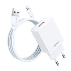 Сетевое зарядное устройство Remax RP-U95 Kiddy Apple iPhone SE 2022, iPhone 14 Pro Max, iPhone 14 Plus, iPhone 14 Pro, iPhone 14, iPhone 13 Pro, iPhone 13 Mini, iPhone 13, iPhone 13 Pro Max, iPhone 12 Mini, iPhone 12 Pro Max, iPhone 12 Pro, с кабелем, Lig