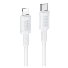 USB кабель Borofone BX111 Apple iPhone SE 2022, iPhone 14 Pro Max, iPhone 14 Plus, iPhone 14 Pro, iPhone 14, iPhone 13 Pro, iPhone 13 Mini, iPhone 13, iPhone 13 Pro Max, iPhone 12 Mini, iPhone 12 Pro Max, iPhone 12 Pro, Lightning, 1.0 м., Білий