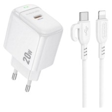 Мережевий зарядний пристрій Borofone BAS43A Apple iPhone SE 2022, iPhone 14 Pro Max, iPhone 14 Plus, iPhone 14 Pro, iPhone 14, iPhone 13 Pro, iPhone 13 Mini, iPhone 13, iPhone 13 Pro Max, iPhone 12 Mini, iPhone 12 Pro Max, iPhone 12 Pro, Lightning, з кабе