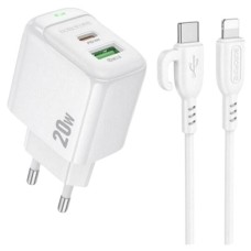 Мережевий зарядний пристрій Borofone BAS44A Apple iPhone SE 2022, iPhone 14 Pro Max, iPhone 14 Plus, iPhone 14 Pro, iPhone 14, iPhone 13 Pro, iPhone 13 Mini, iPhone 13, iPhone 13 Pro Max, iPhone 12 Mini, iPhone 12 Pro Max, iPhone 12 Pro, Lightning, з кабе