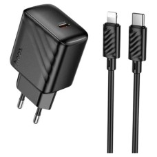 Мережевий зарядний пристрій Hoco CS24A Apple iPhone SE 2022, iPhone 14 Pro Max, iPhone 14 Plus, iPhone 14 Pro, iPhone 14, iPhone 13 Pro, iPhone 13 Mini, iPhone 13, iPhone 13 Pro Max, iPhone 12 Mini, iPhone 12 Pro Max, iPhone 12 Pro, Lightning, з кабелем,
