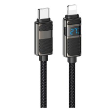 USB кабель Hoco U137 Line Apple iPhone SE 2022, iPhone 14 Pro Max, iPhone 14 Plus, iPhone 14 Pro, iPhone 14, iPhone 13 Pro, iPhone 13 Mini, iPhone 13, iPhone 13 Pro Max, iPhone 12 Mini, iPhone 12 Pro Max, Lightning, 1.2 м., Чорний