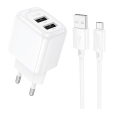Сетевое зарядное устройство Hoco CS51A Surplus, с кабелем, MicroUSB, Белый