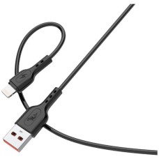 USB кабель SkyDolphin S66L Apple iPhone SE 2022, iPhone 14 Pro Max, iPhone 14 Plus, iPhone 14 Pro, iPhone 14, iPhone 13 Pro, iPhone 13 Mini, iPhone 13, iPhone 13 Pro Max, iPhone 12 Mini, iPhone 12 Pro Max, Lightning, 1.0 м., Чорний