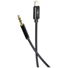Кабель AUX SkyDolphin SR26 Braided Wire Apple iPhone SE 2022, iPhone 14 Pro Max, iPhone 14 Plus, iPhone 14 Pro, iPhone 14, iPhone 13 Pro, iPhone 13 Mini, iPhone 13, iPhone 13 Pro Max, iPhone 12 Mini, Lightning, 1.0 м., 3.5 мм., Черный