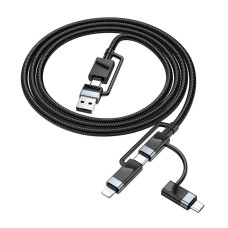 USB кабель Borofone BU51 Apple iPhone SE 2022, iPhone 14 Pro Max, iPhone 14 Plus, iPhone 14 Pro, iPhone 14, iPhone 13 Pro, iPhone 13 Mini, iPhone 13, iPhone 13 Pro Max, iPhone 12 Mini, Lightning, Type-C, MicroUSB, 1.2 м., Чорний